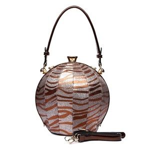 Brown Zebra Leather Ball Bag